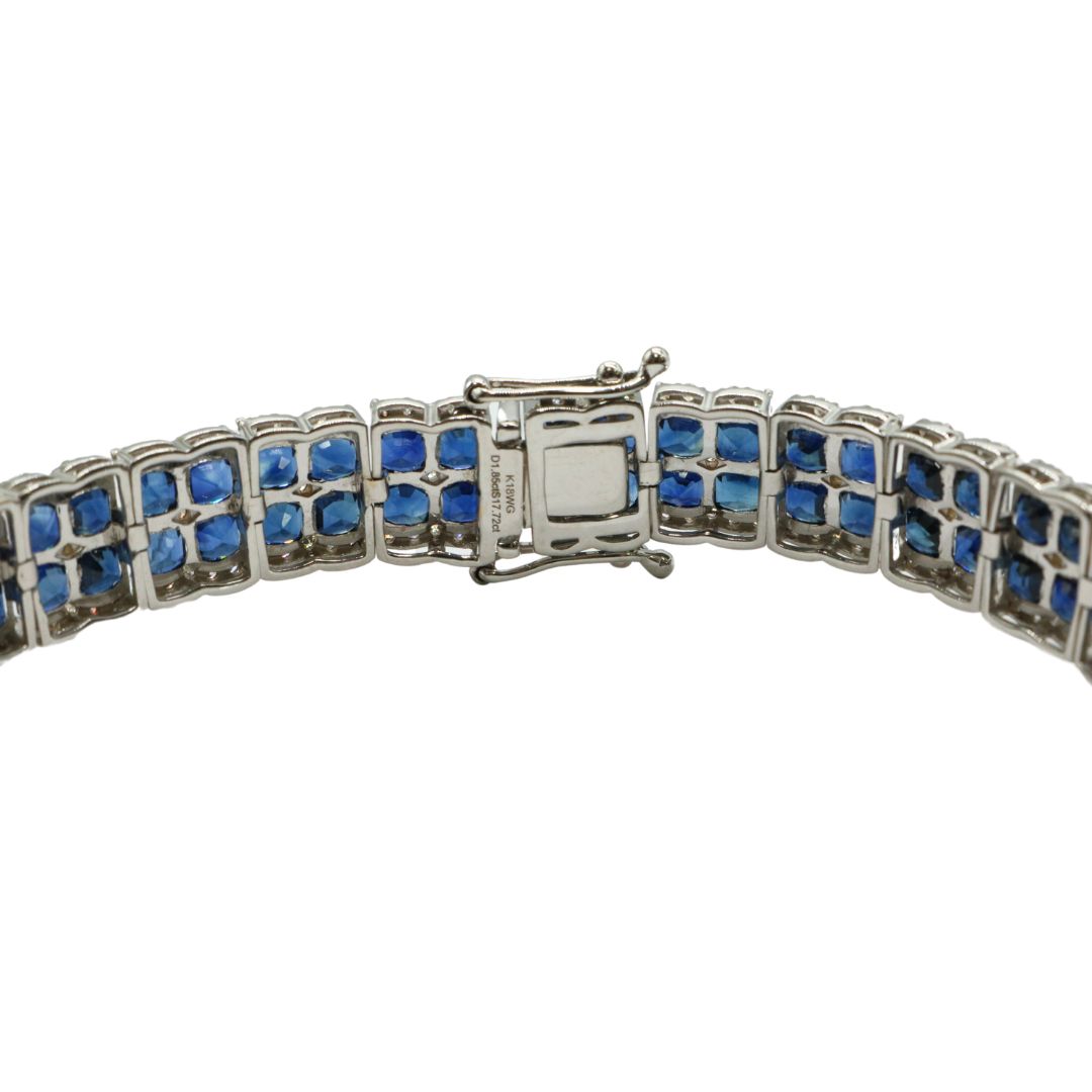 ORIGINAL JEWELRY<br>【オリジナルジュエリー】<br>K18WG D1.85ct/SF17.72ct<BR>サファイアダイヤモンド<BR>テニスブレスレット<BR>【NEW】