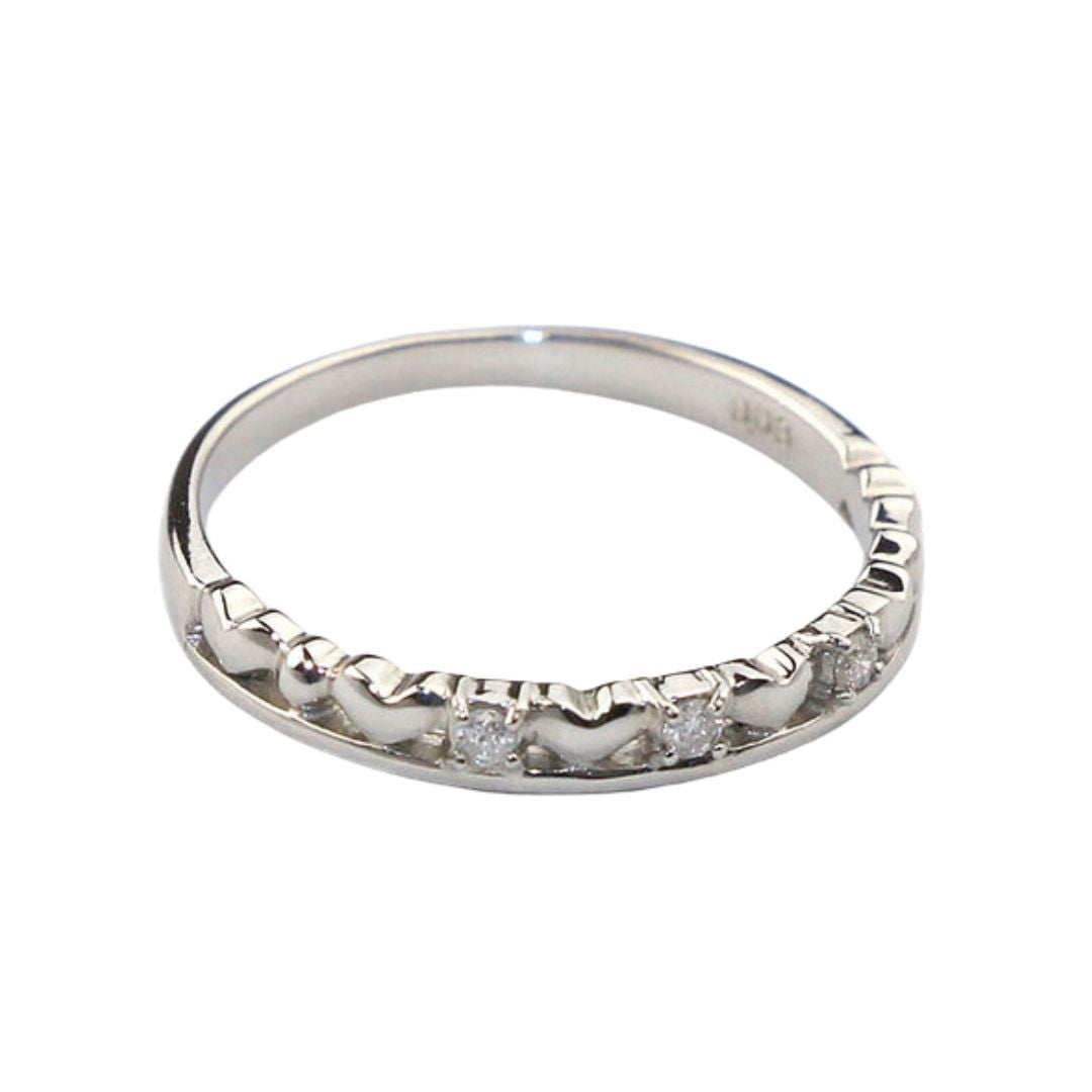 ORIGINAL JEWELRY<br>【オリジナルジュエリー】<br>PT/D0.03ct<BR>ダイヤモンド<BR>ハートモチーフ<BR>リング<BR>【未使用品】