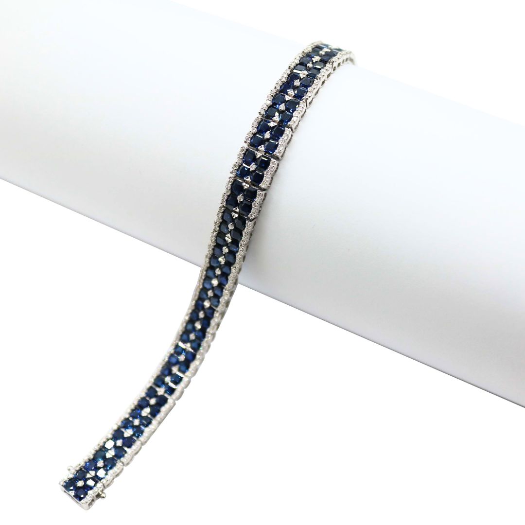 ORIGINAL JEWELRY<br>【オリジナルジュエリー】<br>K18WG D1.85ct/SF17.72ct<BR>サファイアダイヤモンド<BR>テニスブレスレット<BR>【NEW】