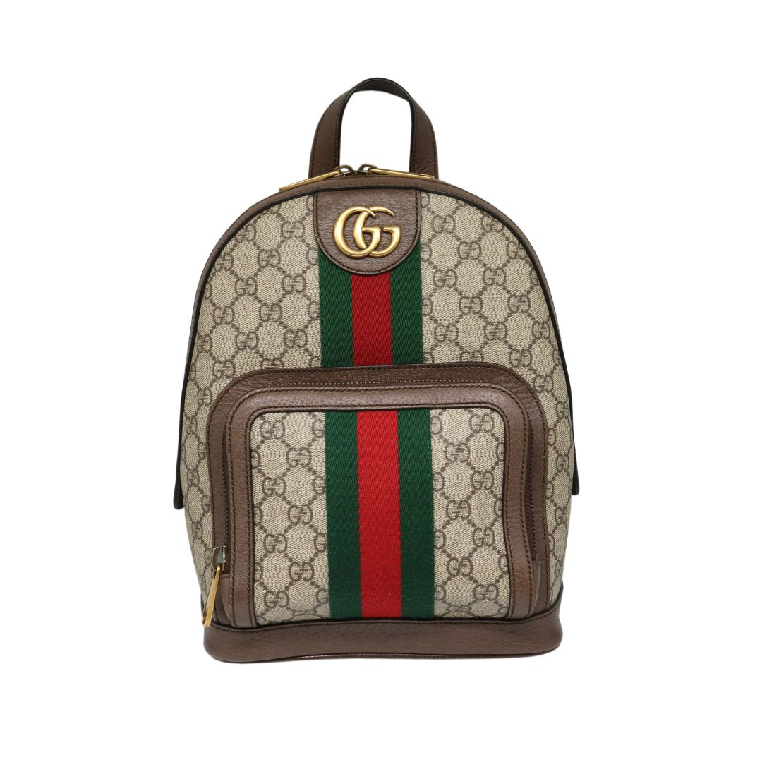 オフディア GG<br>スモール バックパック<br>ベージュ/エボニーGGスプリーム<br>ゴールド金具【USED】