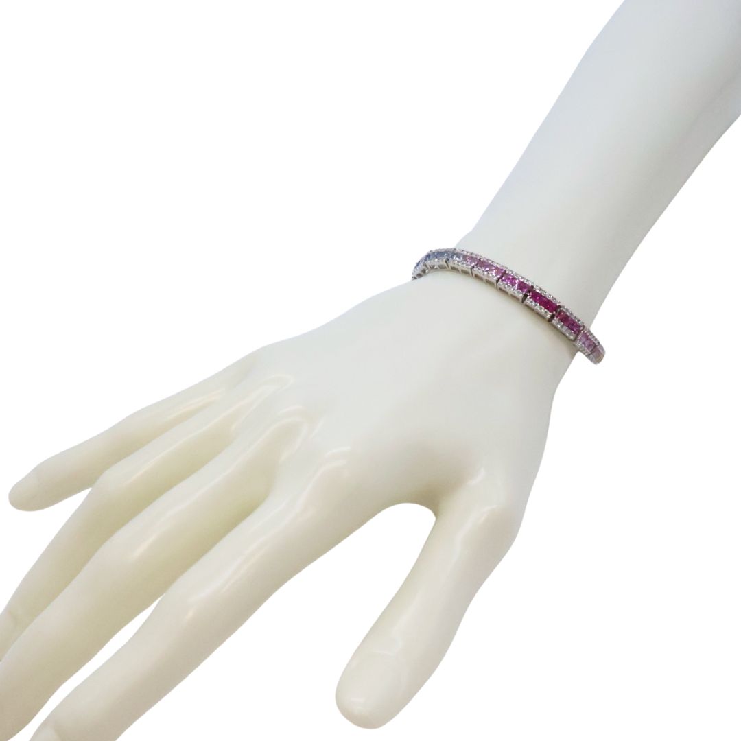 K18WG D1.75/S6.90/R0.75ct<br>レインボーダイヤモンド<br>テニスブレスレット<br>【NEW】