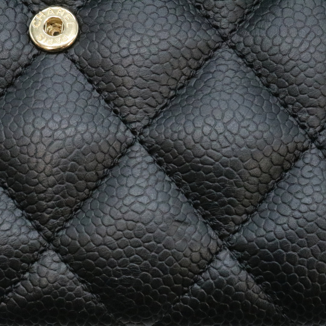 ボーイシャネル ロング<br>フラップ ウォレット<br>キャビアスキン<br>ブラック/ゴールド金具<br>【USED】