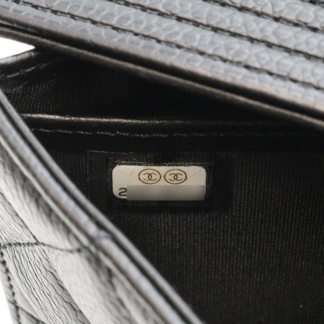 ボーイシャネル ロング<br>フラップ ウォレット<br>キャビアスキン<br>ブラック/ゴールド金具<br>【USED】