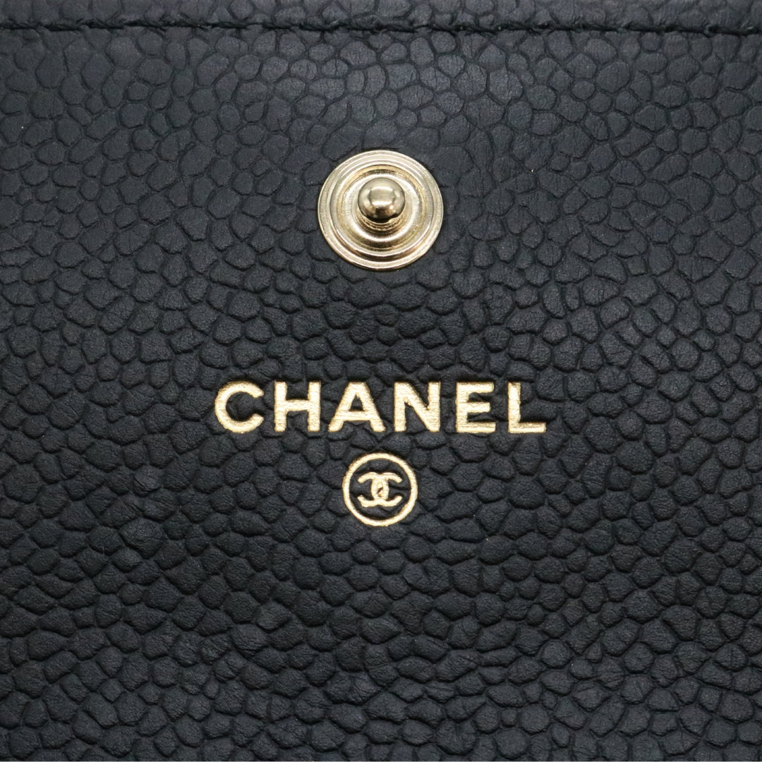 ボーイシャネル ロング<br>フラップ ウォレット<br>キャビアスキン<br>ブラック/ゴールド金具<br>【USED】