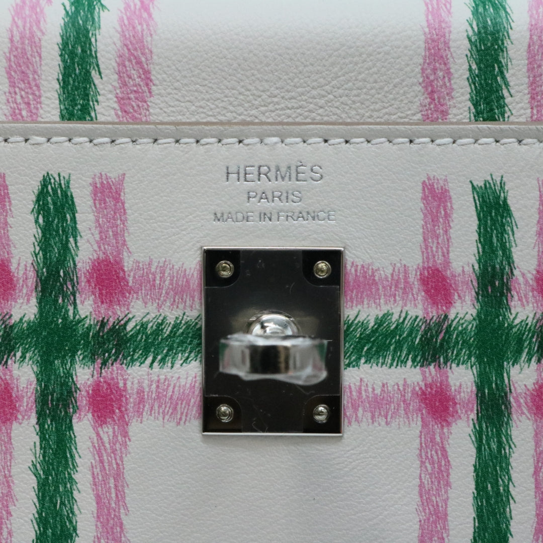 ケリー 25 内縫い<br>タータンライト<br>スイフト<br>ニューグリスパール/ヴェールモワイヤン/ローズバブルガム<br>シルバー金具<br>【NEW】