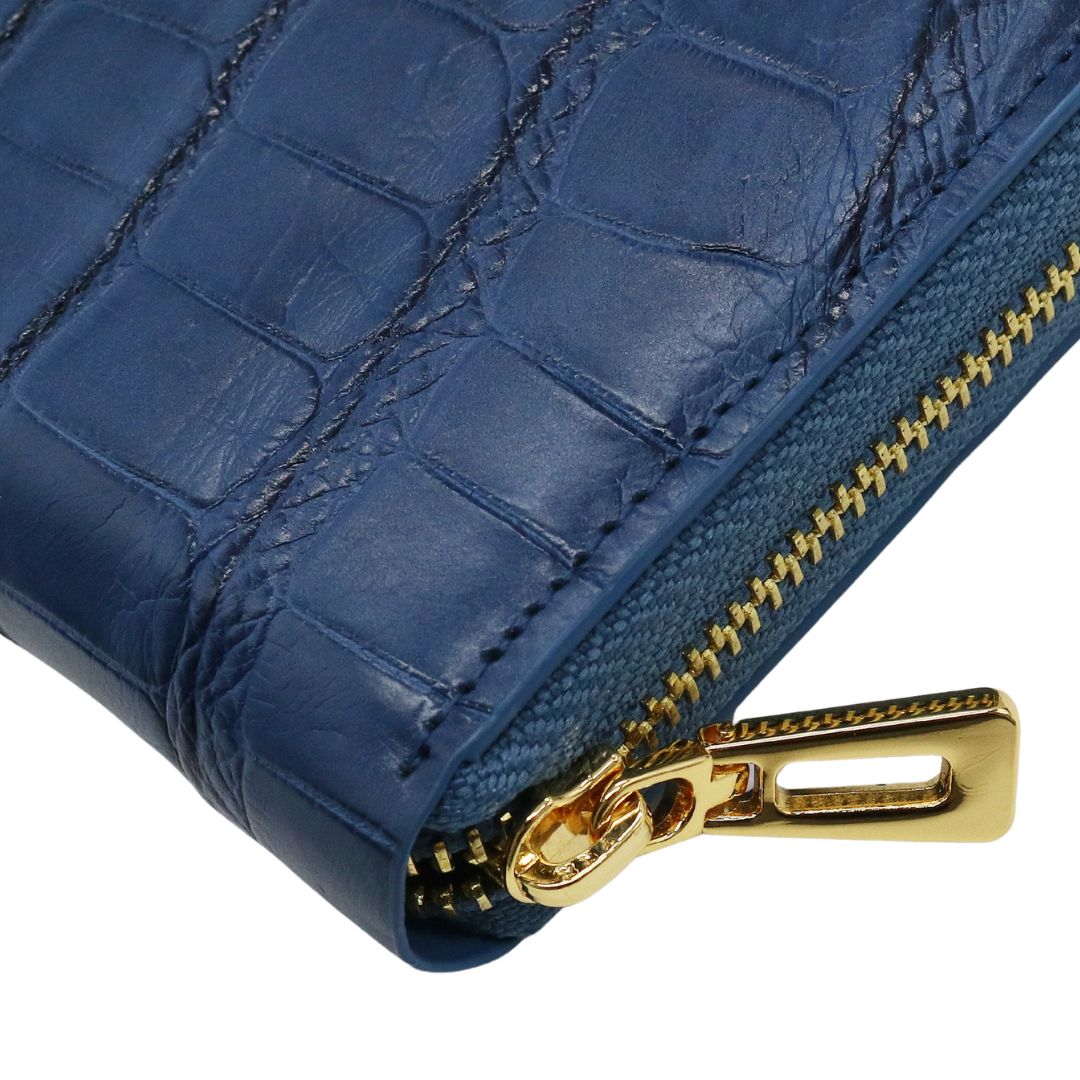 オリジナル<br>クロコダイル ミニウォレット<br>マット ヒヤシンスブルー/<br>ゴールド金具<br>【NEW】