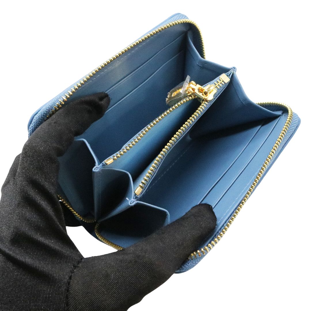 オリジナル<br>クロコダイル ミニウォレット<br>マット ヒヤシンスブルー/<br>ゴールド金具<br>【NEW】