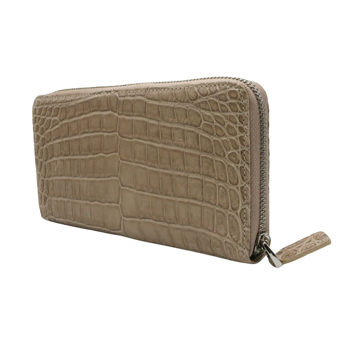 オリジナル<br>クロコダイル ロングウォレット<br>マット グレージュ/シルバー金具<br>【NEW】