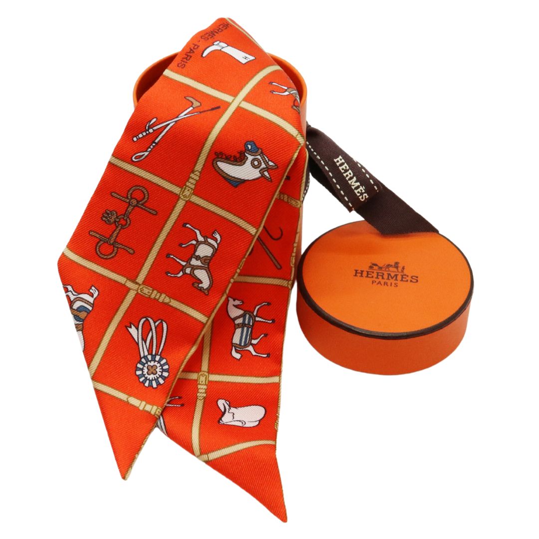 ツイリー  馬着<br>シルク100％<br>ヴォーミリオン/ベージュ/ホワイト<br>【未使用品】