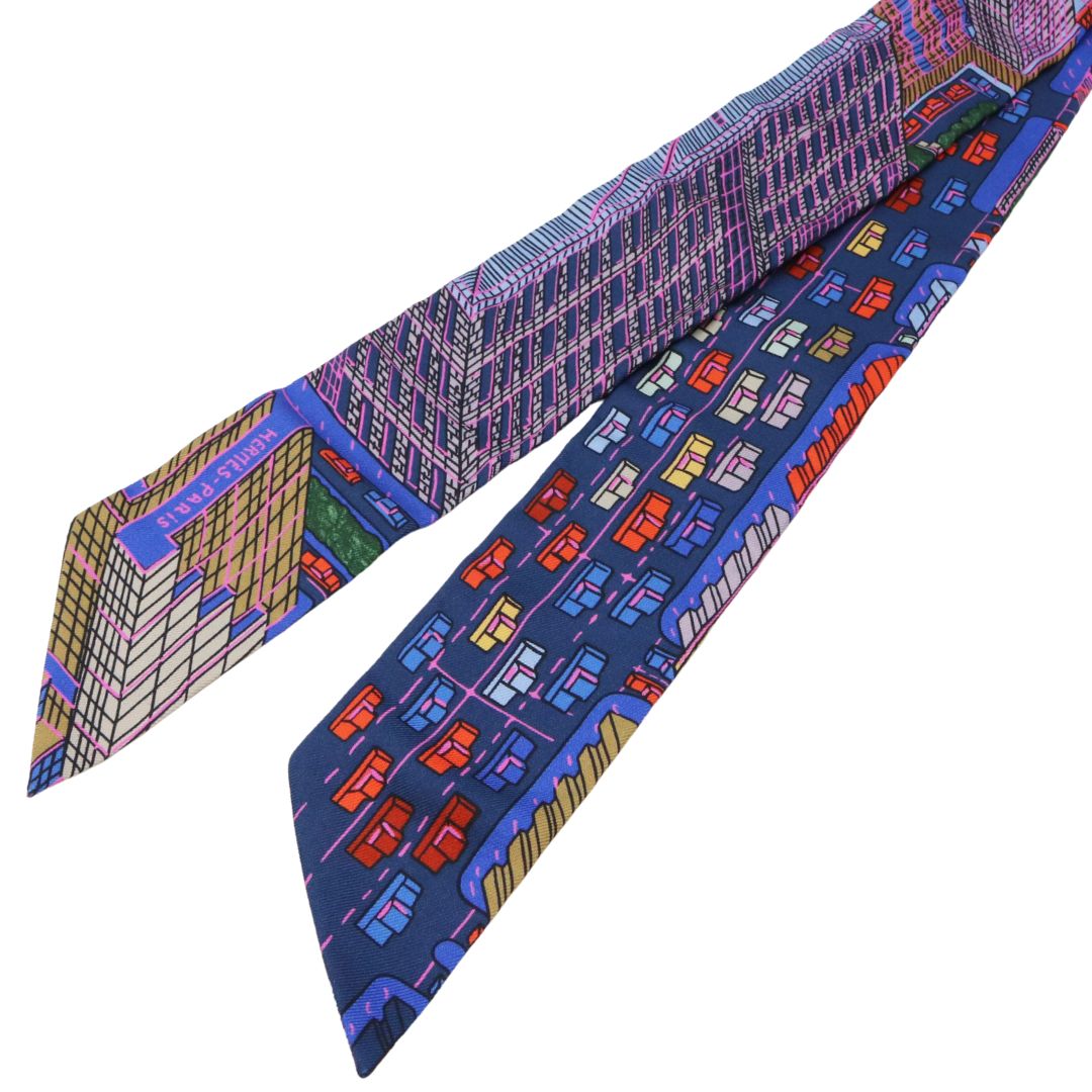 HERMES【エルメス】ツイリー パンタンシティ シルク100％ ブルー