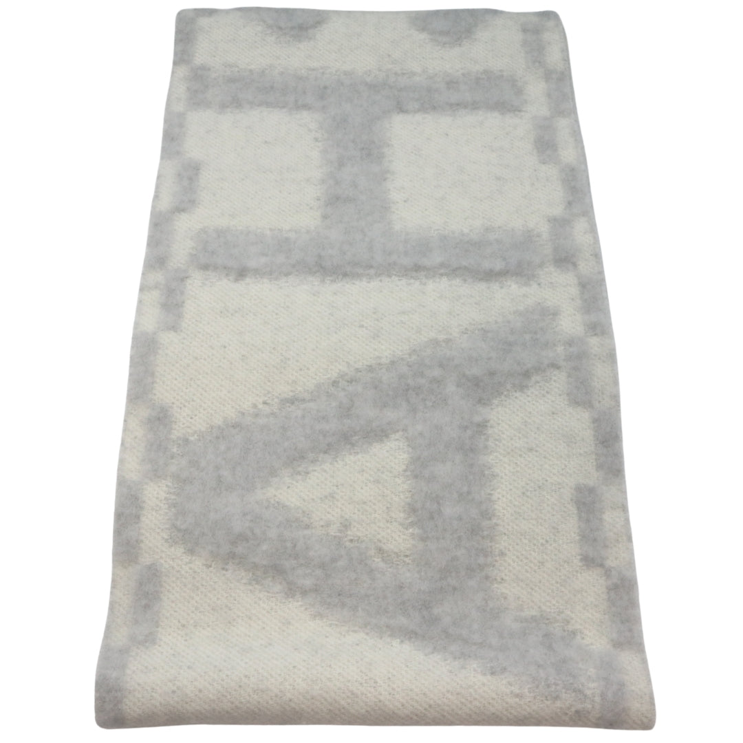 25K マフラー<br>カシミヤ/絹<br>グレー/ホワイト<br>【NEW】