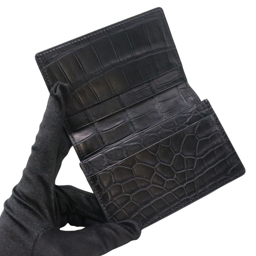 オリジナル<br>クロコダイル 名刺入れ<br>マット ブラック<br>【NEW】