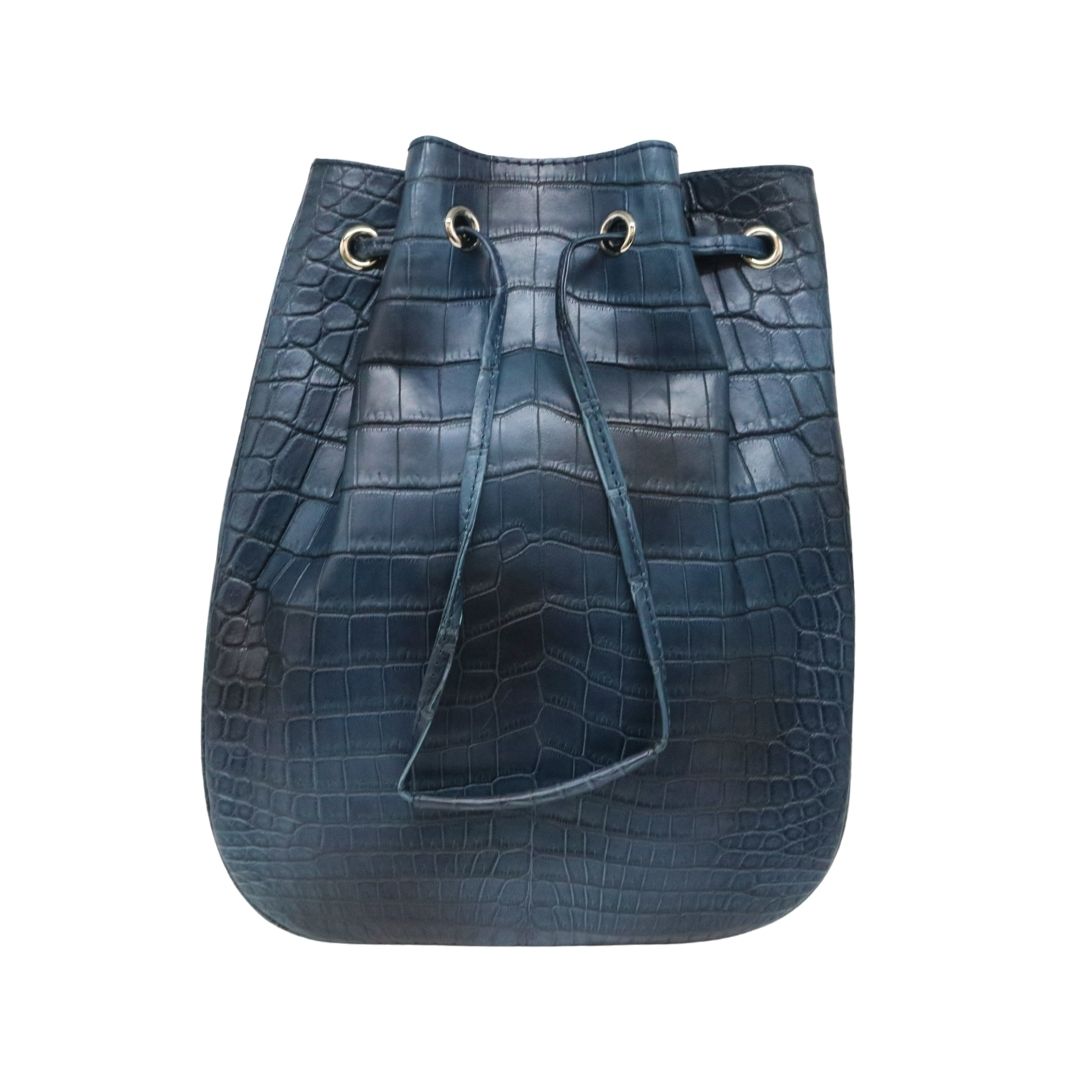 オリジナル 巾着バッグ ネイビー/エメラルドブルー 【NEW】