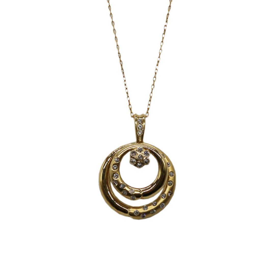 K18YG/D0.33ct<br>スウィングダイヤモンド<br>ペンダント<br>【未使用品】