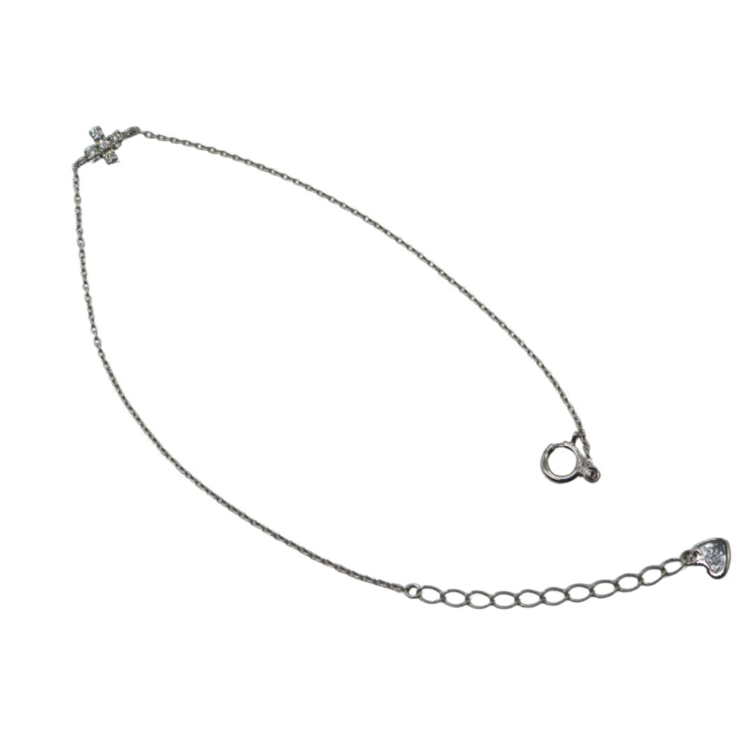 ORIGINAL JEWELRY<br>【オリジナルジュエリー】<br>K18WG D0.06ct<BR>クロス<BR>ダイヤモンドブレスレット<BR>【NEW】