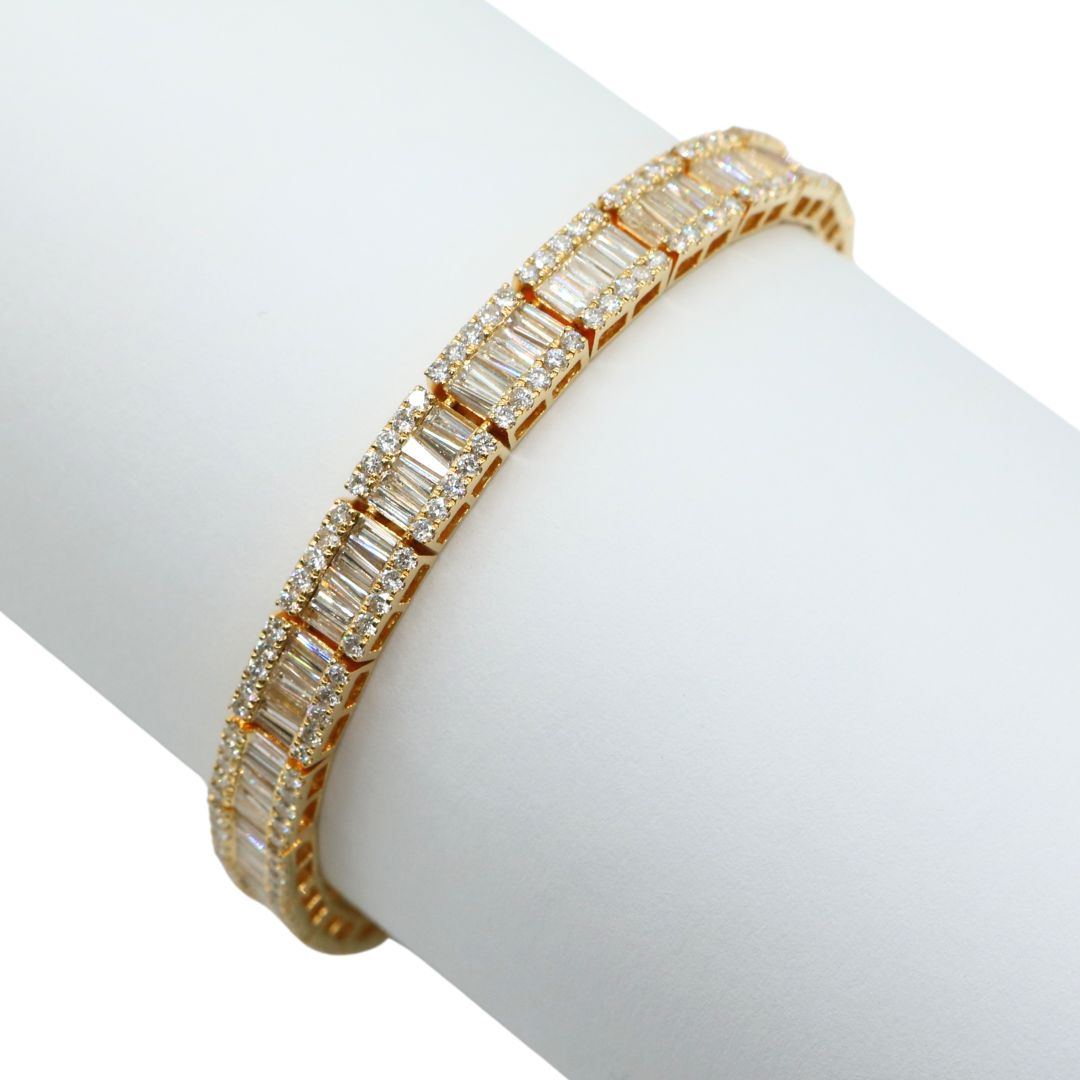 K18WG/D10.50ct<br>バゲットダイヤモンド ブレスレット<br>【未使用品】