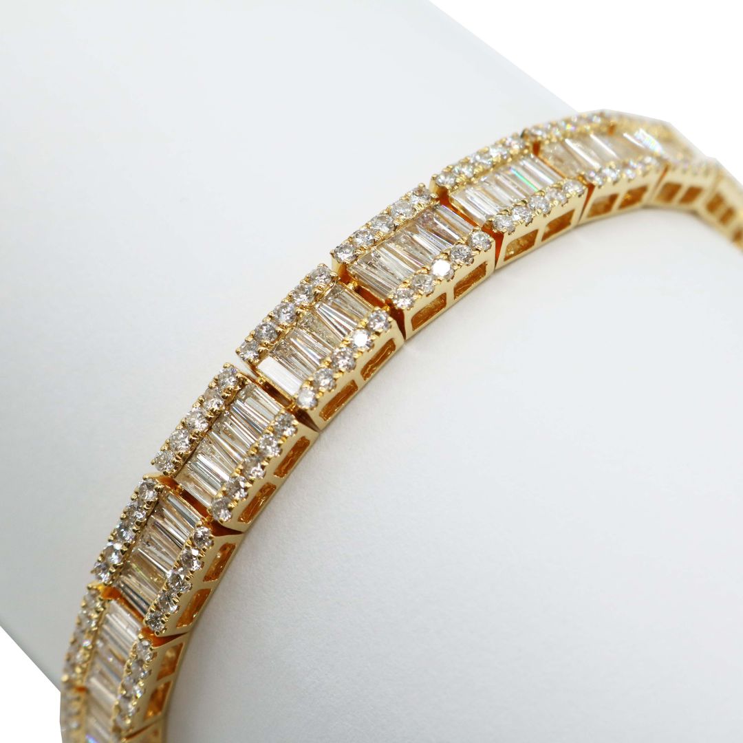K18WG/D10.50ct<br>バゲットダイヤモンド ブレスレット<br>【未使用品】