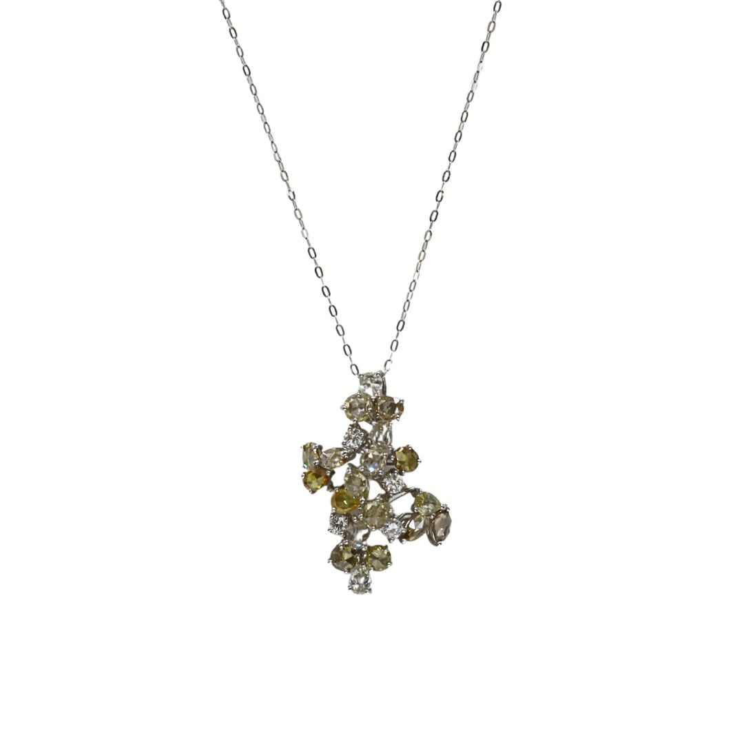 K18WG/D3.27ct<BR>ブラウン/イエロー<BR>ダイヤモンドペンダント<BR>【NEW】