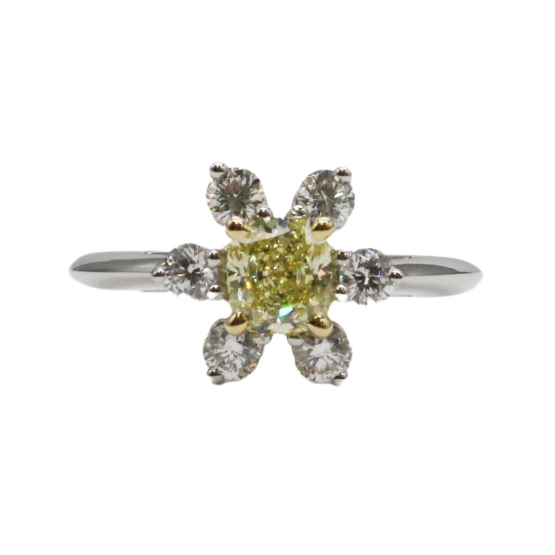 Tiffany&Co.【ティファニー】<br>バターカップ リング<br>PT950 K18WG<br>D0.57ct<br>【USED】