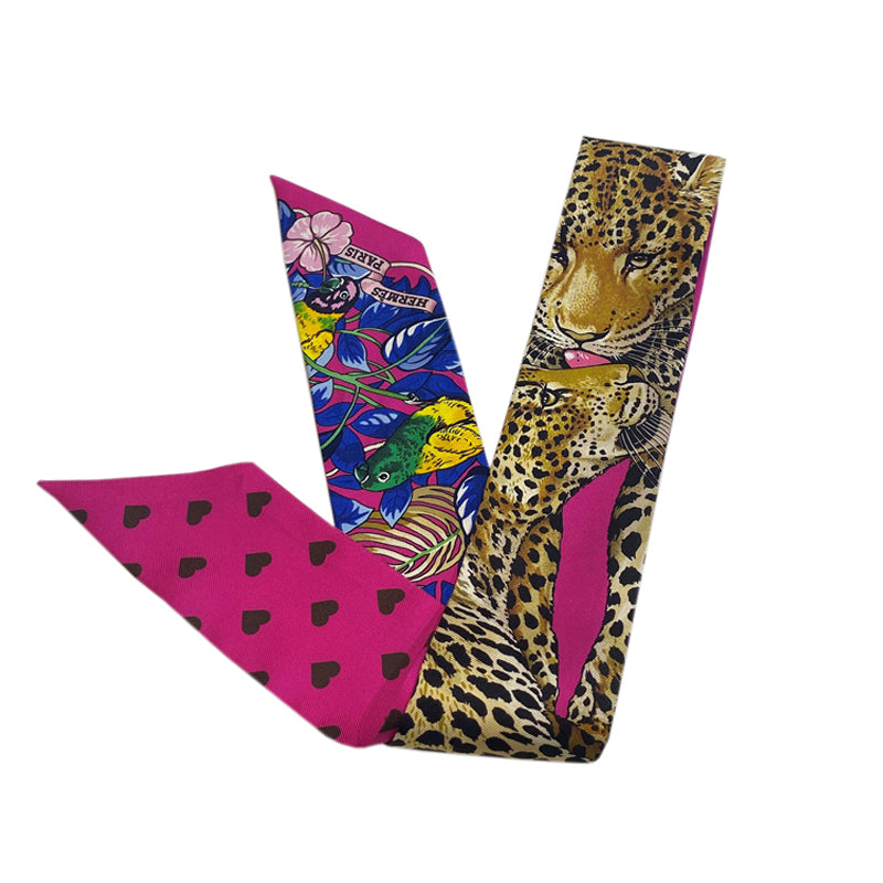 シルク ツイリー <BR>ジャングル・ラブ・ラブ<BR>ローズヴィフ<BR>【未使用品】