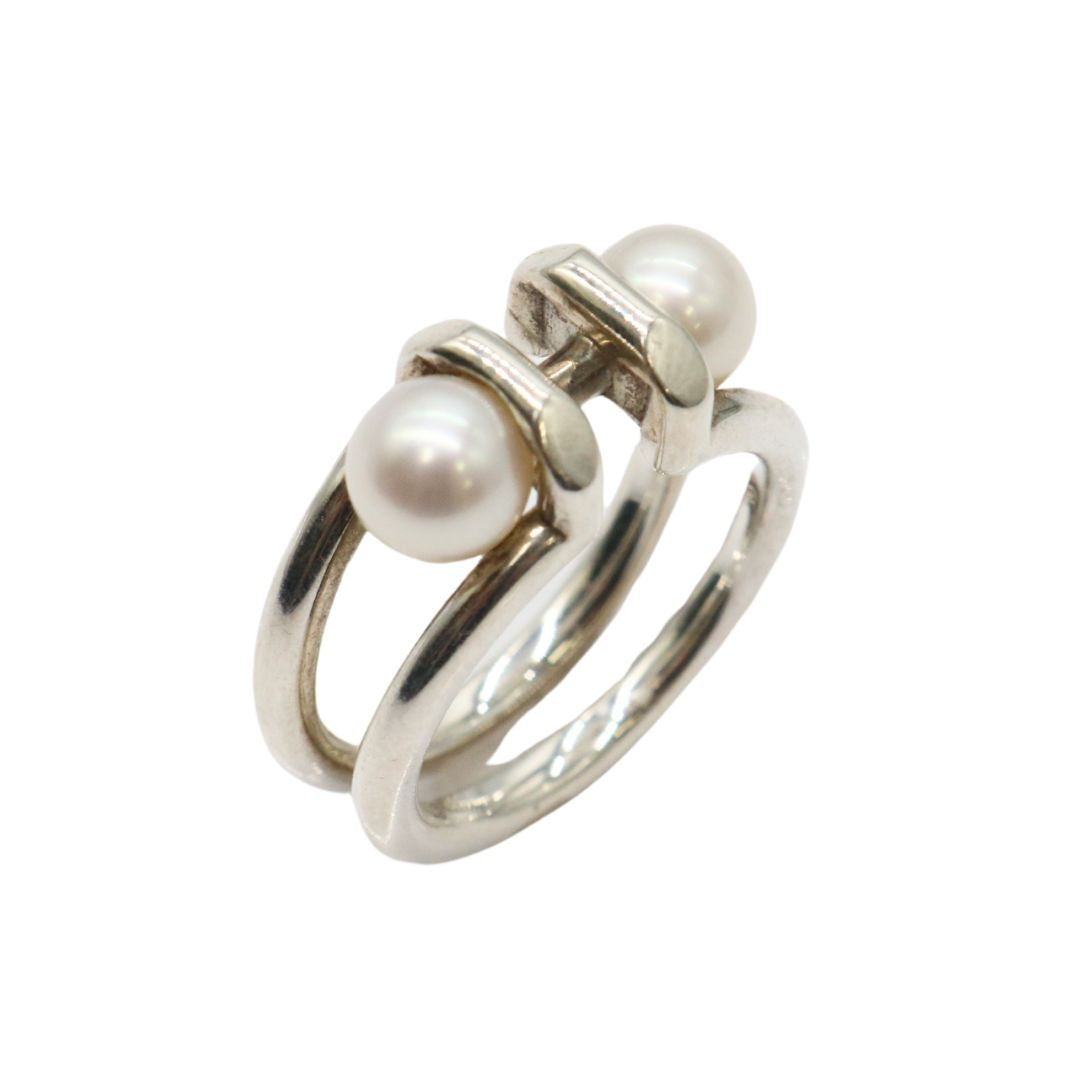 Tiffany&Co.【ティファニー】<br>ハードウェア<br>ダブルパール リング<br>シルバー925<br>【USED】