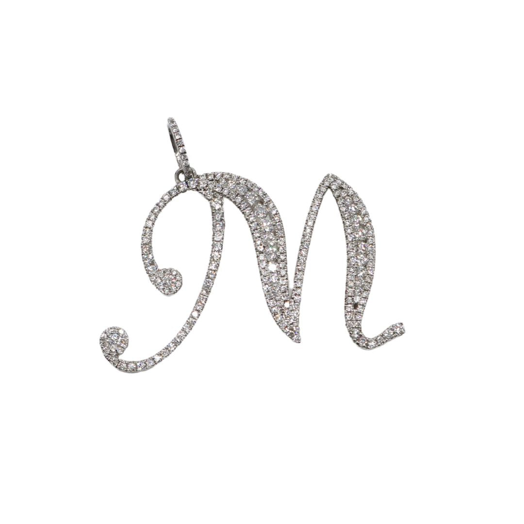 K18WG D1.02ct<br>イニシャルペンダントトップ M<br>【未使用品】