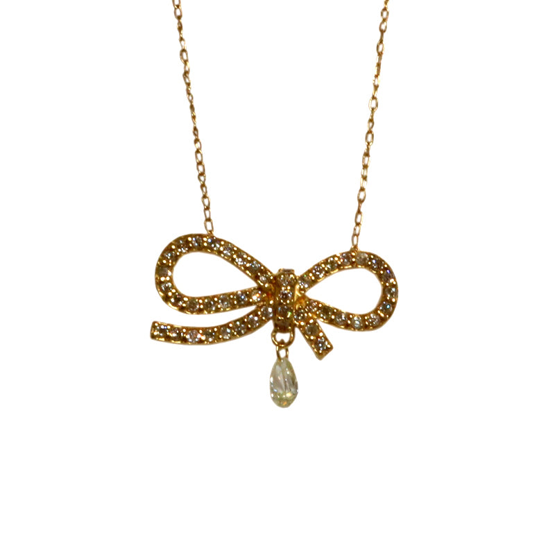 ORIGINAL JEWELRY<br>【オリジナルジュエリー】<br>K18YG/D0.40ct<BR>リボンモチーフ<BR>ダイヤモンドネックレス<BR>【NEW】