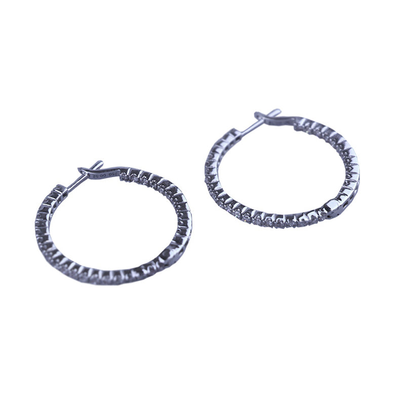K18ＷG/D1.04ct<BR>フープ ダイヤモンドピアス<BR>【NEW】