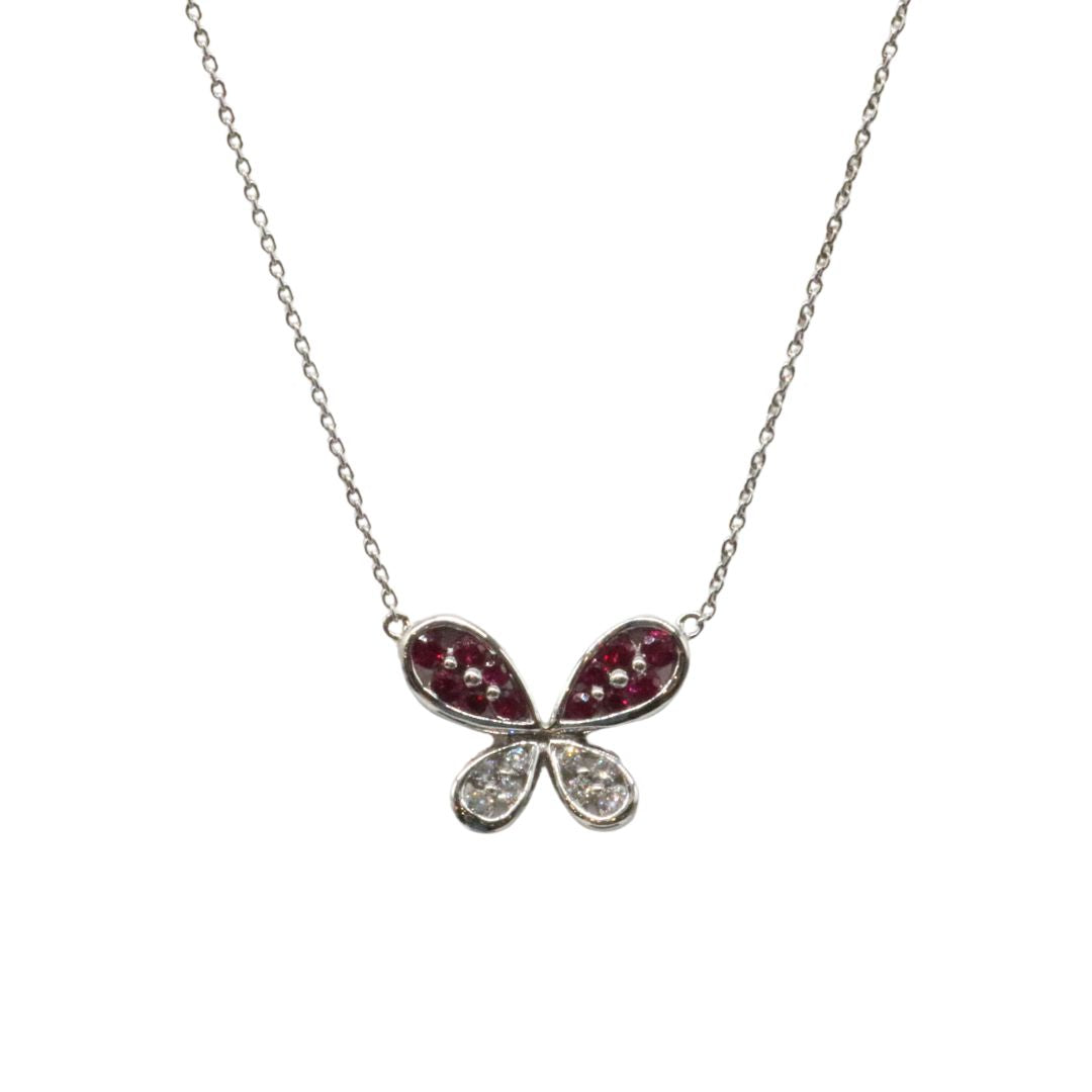 ORIGINAL JEWELRY<br>【オリジナルジュエリー】<br>K18WG/D0.12ct R0.32ct<br>バタフライネックレス<br>【NEW】