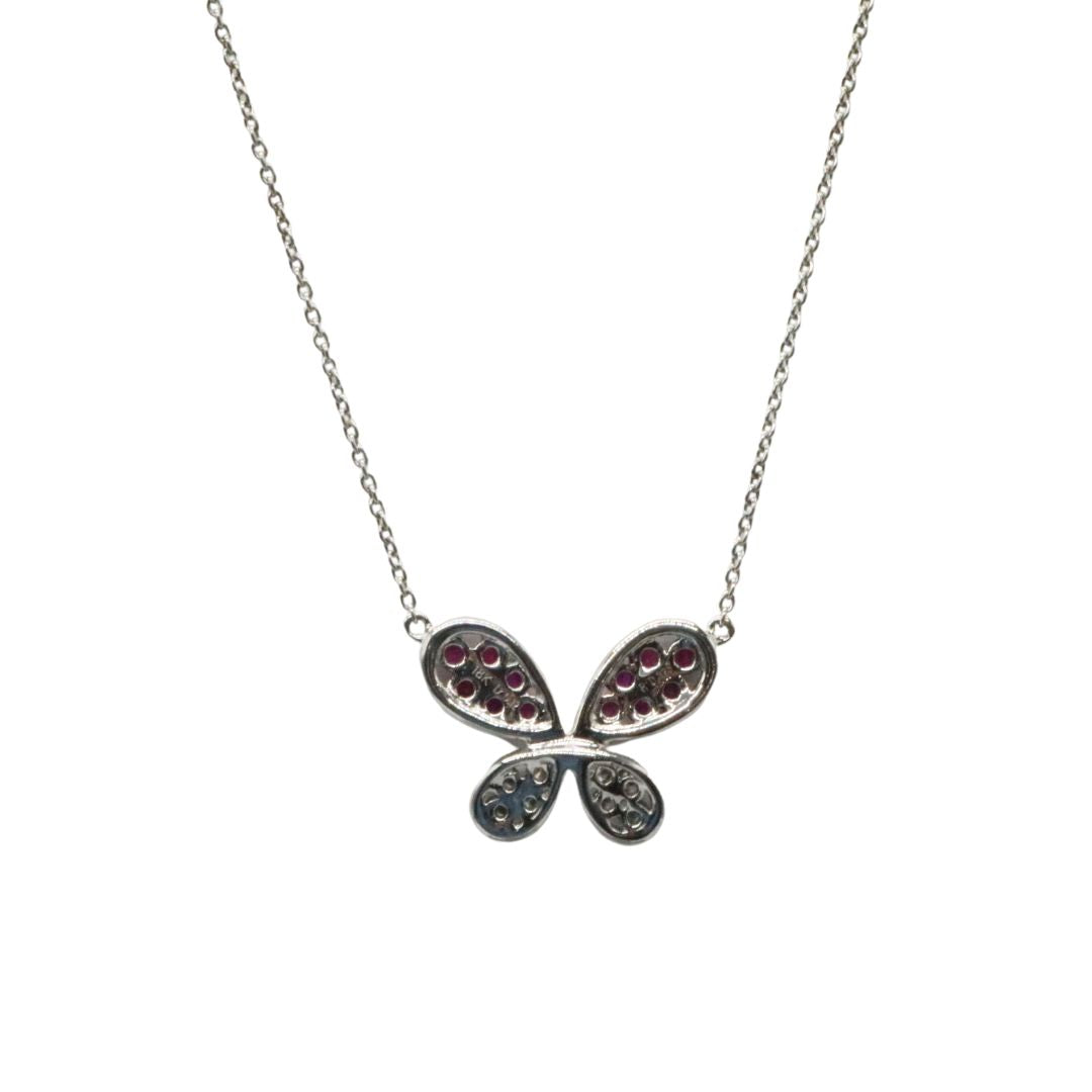 ORIGINAL JEWELRY<br>【オリジナルジュエリー】<br>K18WG/D0.12ct R0.32ct<br>バタフライネックレス<br>【NEW】