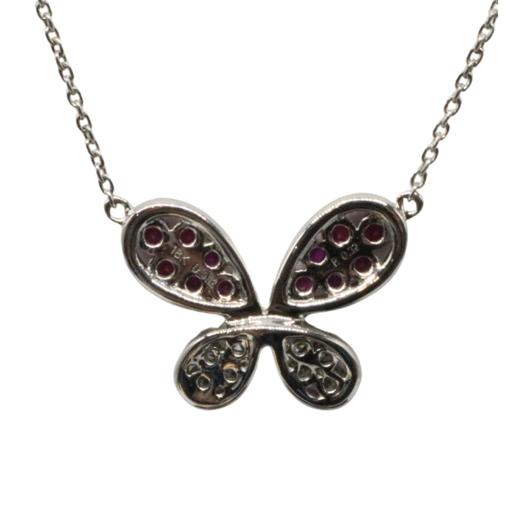 ORIGINAL JEWELRY<br>【オリジナルジュエリー】<br>K18WG/D0.12ct R0.32ct<br>バタフライネックレス<br>【NEW】