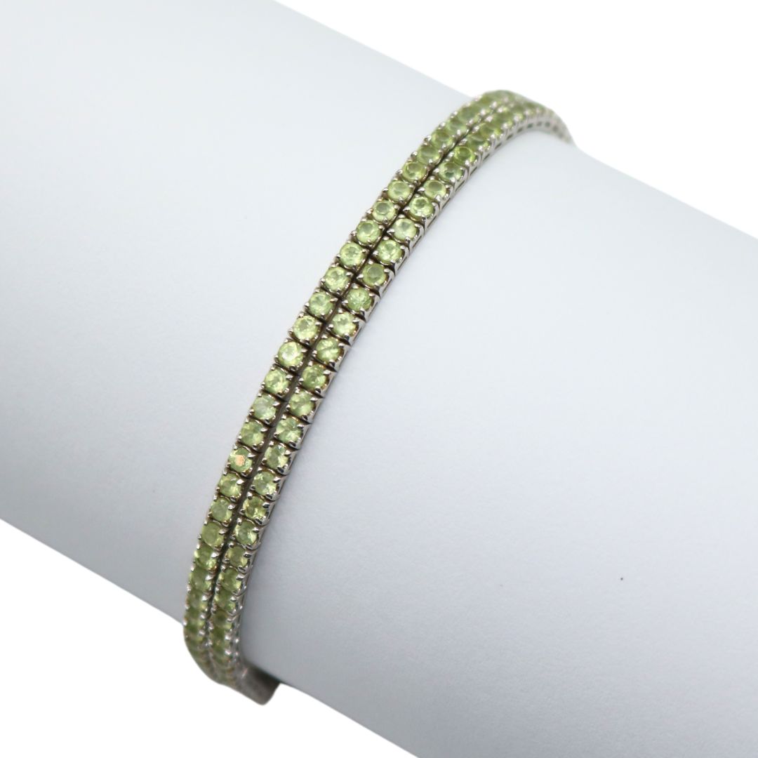 ORIGINAL JEWELRY<br>【オリジナルジュエリー】<br>PT850/GG6.00ct<br>2連グリーンガーネット<br>テニスブレスレット<br>【NEW】