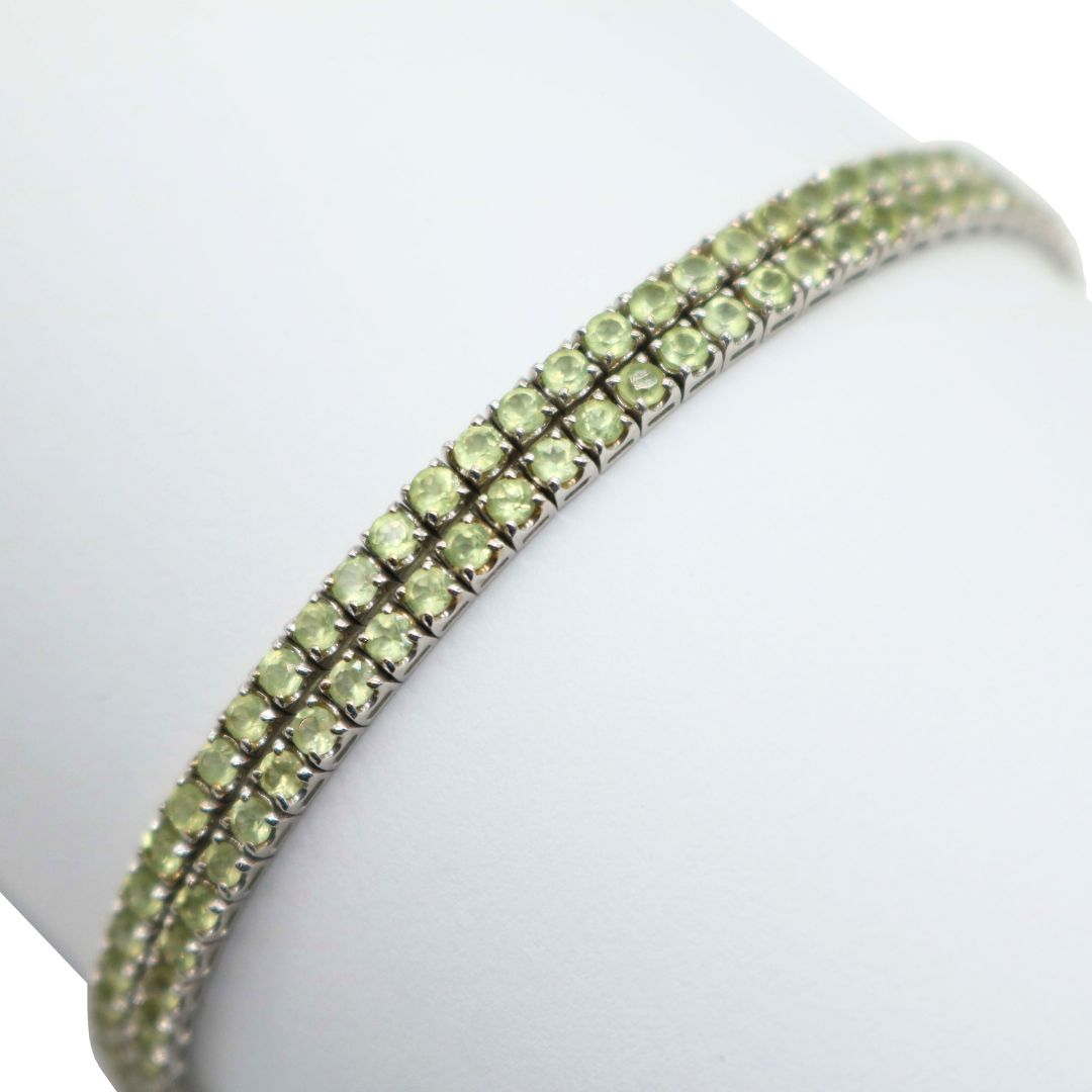 ORIGINAL JEWELRY<br>【オリジナルジュエリー】<br>PT850/GG6.00ct<br>2連グリーンガーネット<br>テニスブレスレット<br>【NEW】