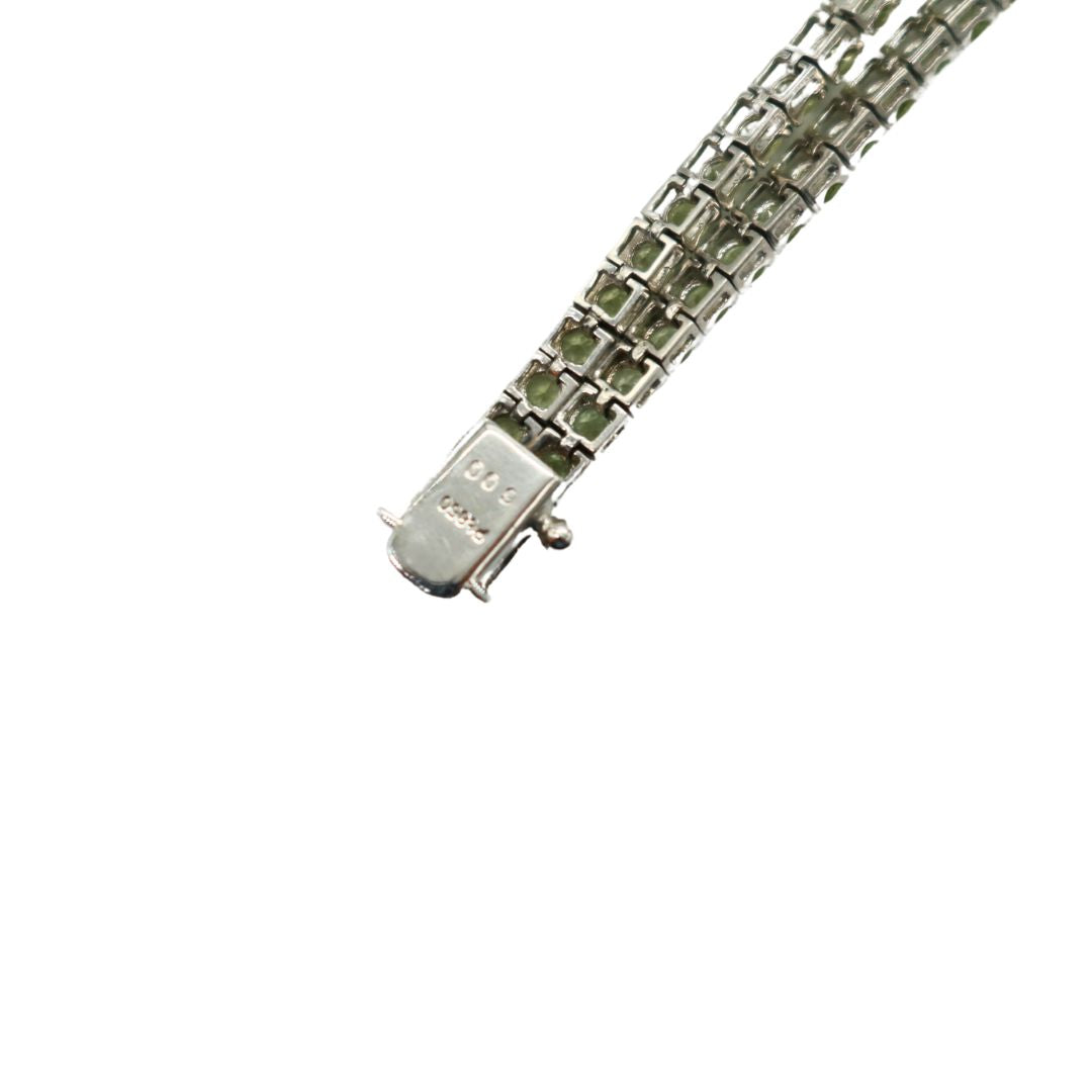 ORIGINAL JEWELRY<br>【オリジナルジュエリー】<br>PT850/GG6.00ct<br>2連グリーンガーネット<br>テニスブレスレット<br>【NEW】