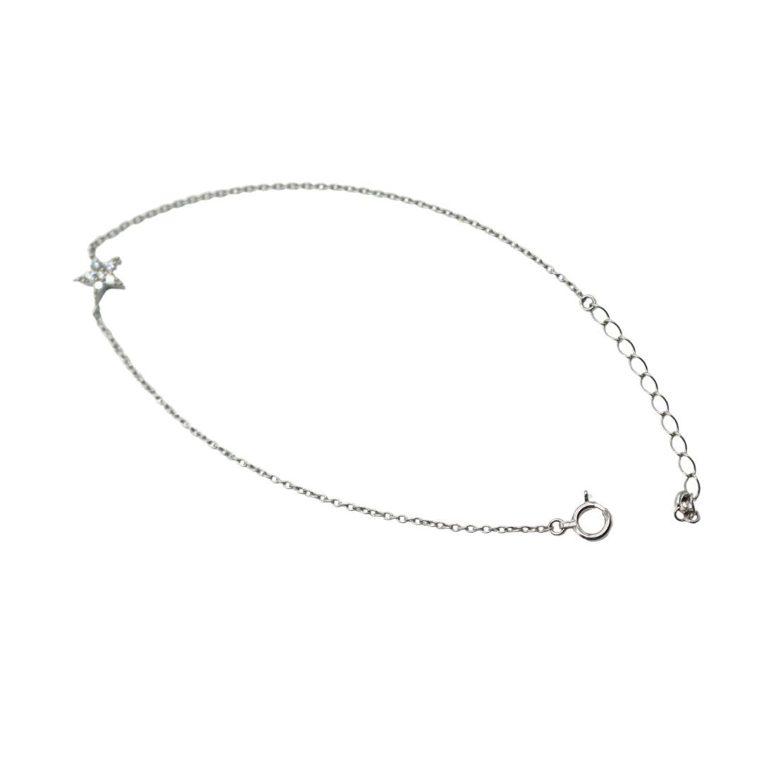 ORIGINAL JEWELRY<br>【オリジナルジュエリー】<br>K18WG D0.08ct<BR>スター<BR>ダイヤモンドブレスレット<BR>【NEW】