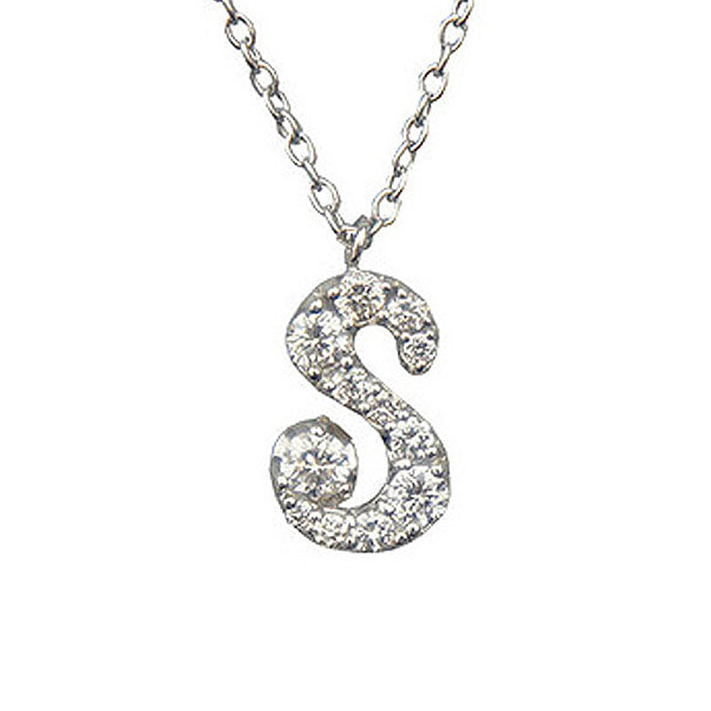 ORIGINAL JEWELRY<br>【オリジナルジュエリー】<br>K18WG/D0.28ct<BR>イニシャル「S」<BR>ダイヤモンドペンダント<BR>【NEW】