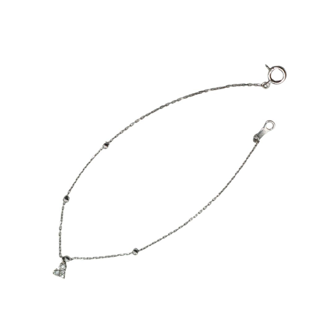 ORIGINAL JEWELRY<br>【オリジナルジュエリー】<br>K18WG D0.04ct<BR>ハート<BR>ダイヤモンドブレスレット<BR>【NEW】