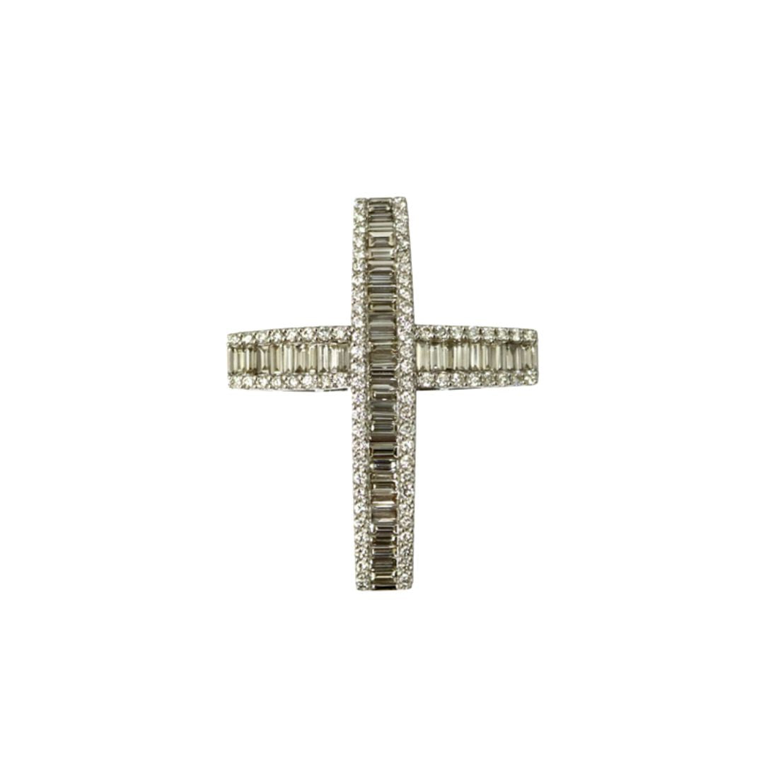 K18WG/D4.50ct<br>クロス バゲットダイヤモンド ペンダントトップ<br>【NEW】