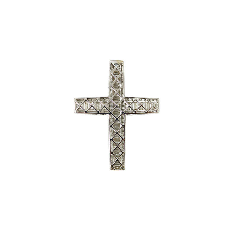 K18WG/D4.50ct<br>クロス バゲットダイヤモンド ペンダントトップ<br>【NEW】