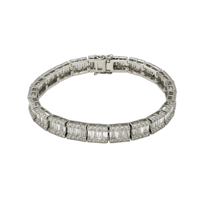 K18WG/D10.50ct<BR>バゲットダイヤモンド<BR>テニスブレスレット<BR>【NEW】