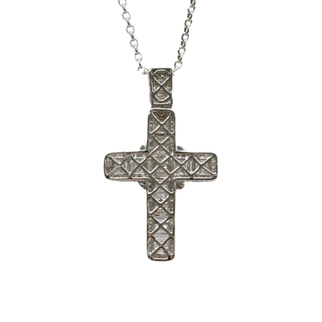 <br>PT900/K18WG/D2.20ct<BR>ダブルクロス<BR>ダイヤモンド ペンダント<BR>【NEW】
