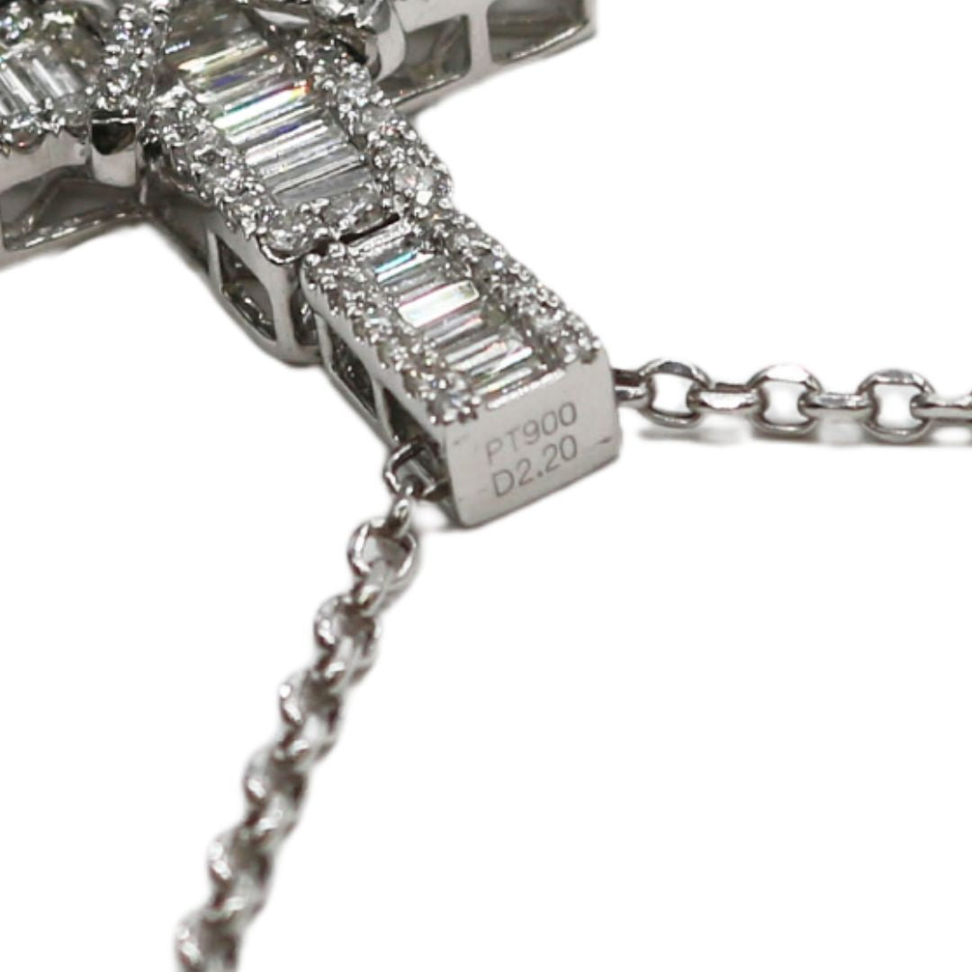 <br>PT900/K18WG/D2.20ct<BR>ダブルクロス<BR>ダイヤモンド ペンダント<BR>【NEW】