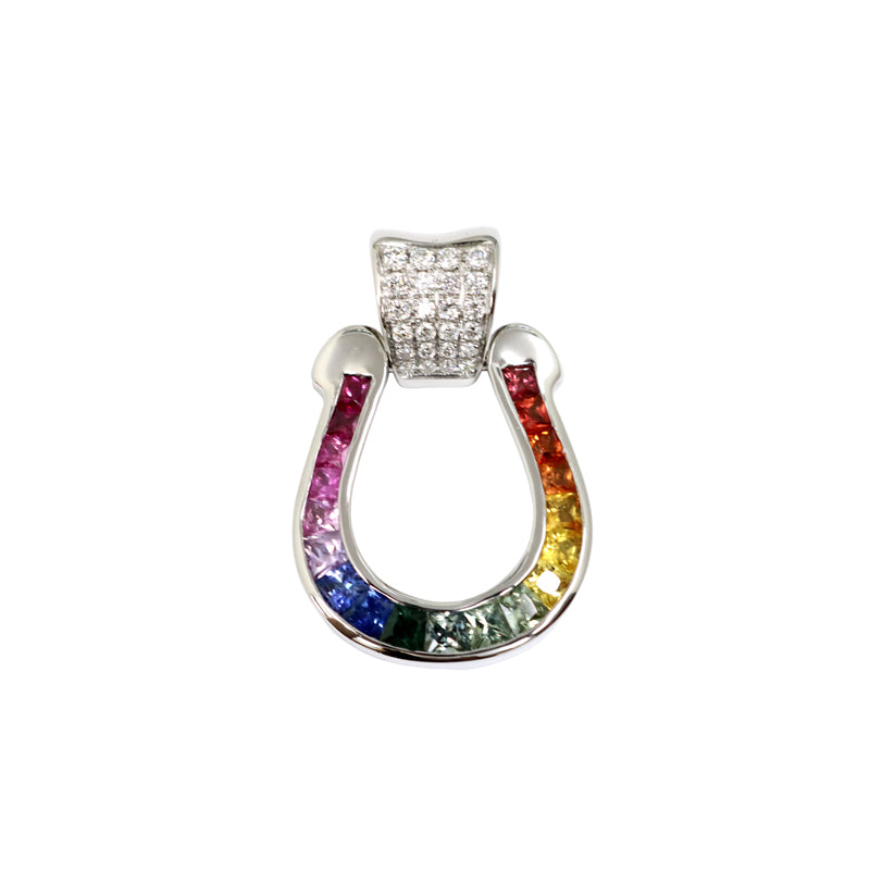 ORIGINAL JEWELRY<br>【オリジナルジュエリー】<br>K18WG D0.20ct/1.96ct<BR>レインボー 馬蹄モチーフ<BR>ダイヤモンドトップ<BR>Lサイズ<BR>【NEW】