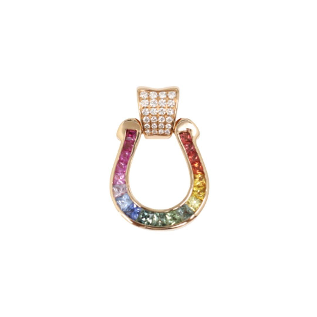 ORIGINAL JEWELRY<br>【オリジナルジュエリー】<br>K18PG D0.22ct/2.26ct<BR>レインボー 馬蹄モチーフ<BR>ダイヤモンドトップ<BR>Lサイズ<BR>【NEW】