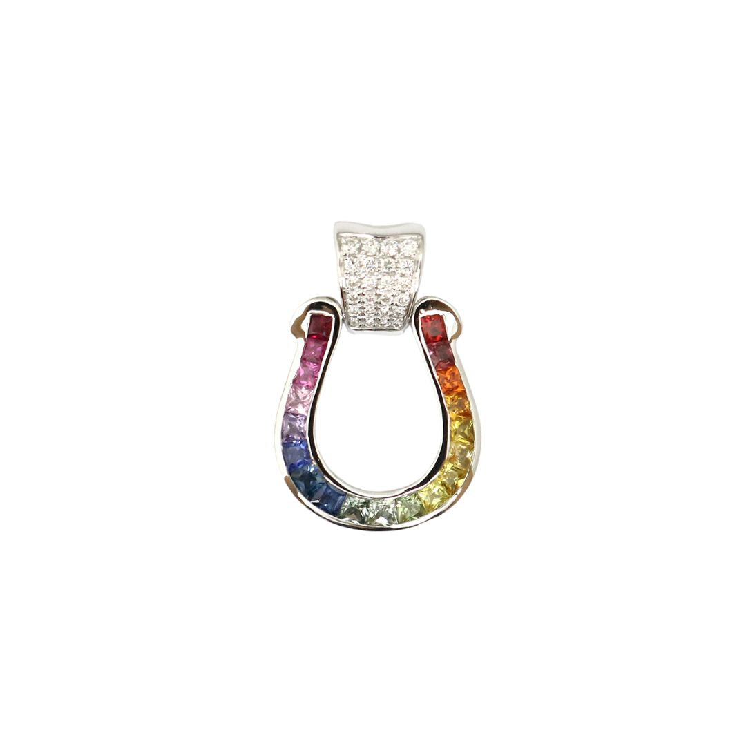 ORIGINAL JEWELRY<br>【オリジナルジュエリー】<br>K18WG D0.12ct/1.10ct<BR>レインボー 馬蹄モチーフ<BR>ダイヤモンドトップ<BR>Mサイズ<BR>【NEW】