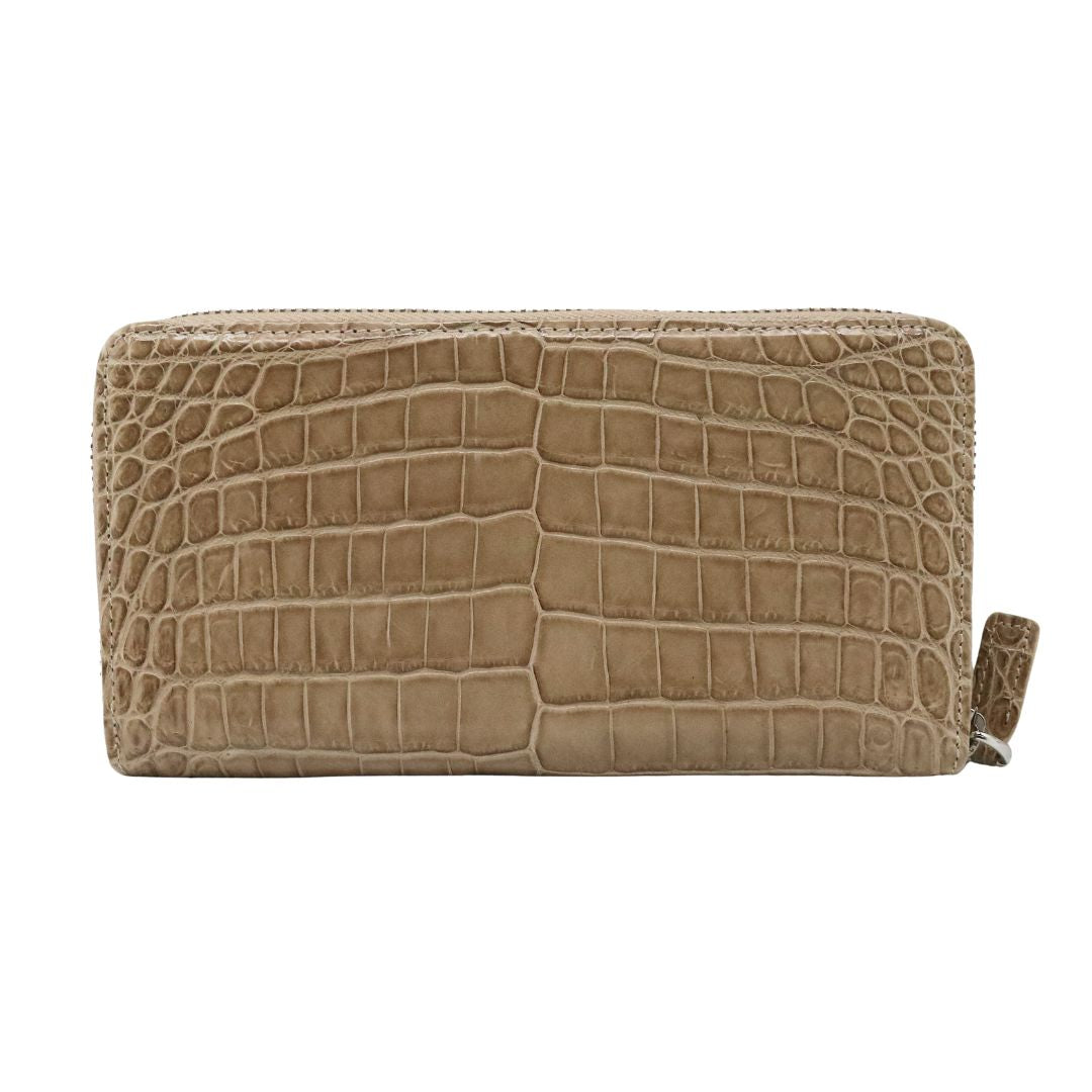 オリジナル<br>クロコダイル ロングウォレット<br>マット グレージュ/シルバー金具<br>【NEW】