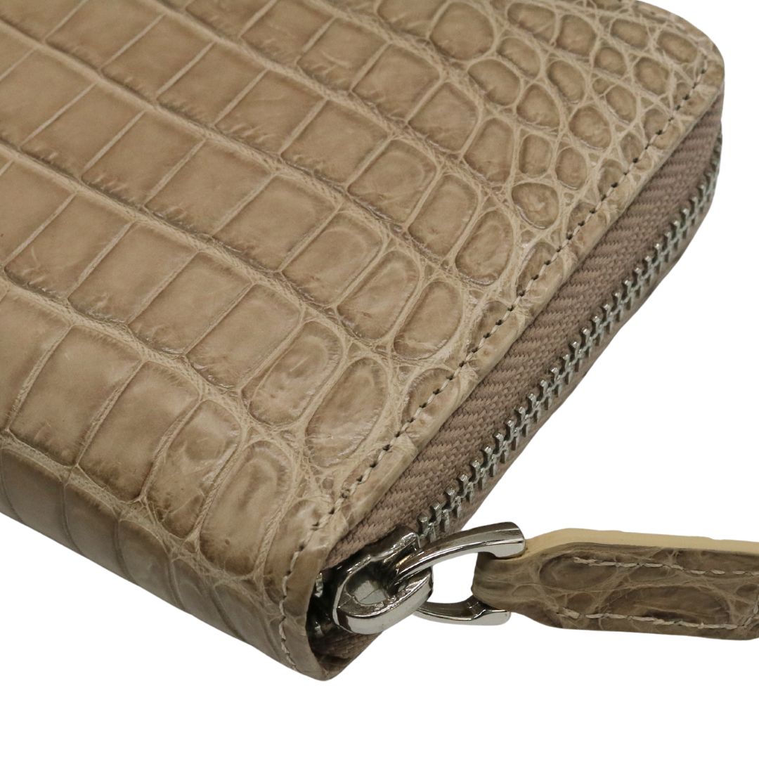 オリジナル<br>クロコダイル ロングウォレット<br>マット グレージュ/シルバー金具<br>【NEW】