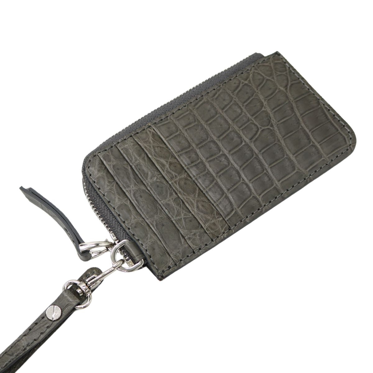 CROCODILE【クロコダイル】<br>オリジナルバッグ<br>巾着バッグ<br>クロコダイルレザー<br>グレーブラウン/オレンジ<br>【NEW】