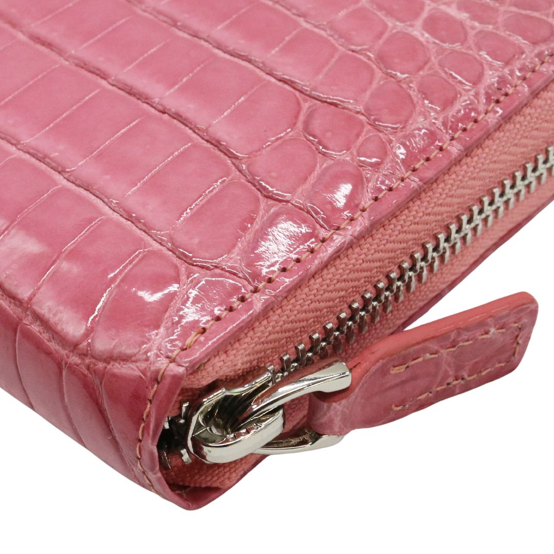 オリジナル<br>クロコダイル ロングウォレット<br>シャインピンク/シルバー金具<br>【NEW】
