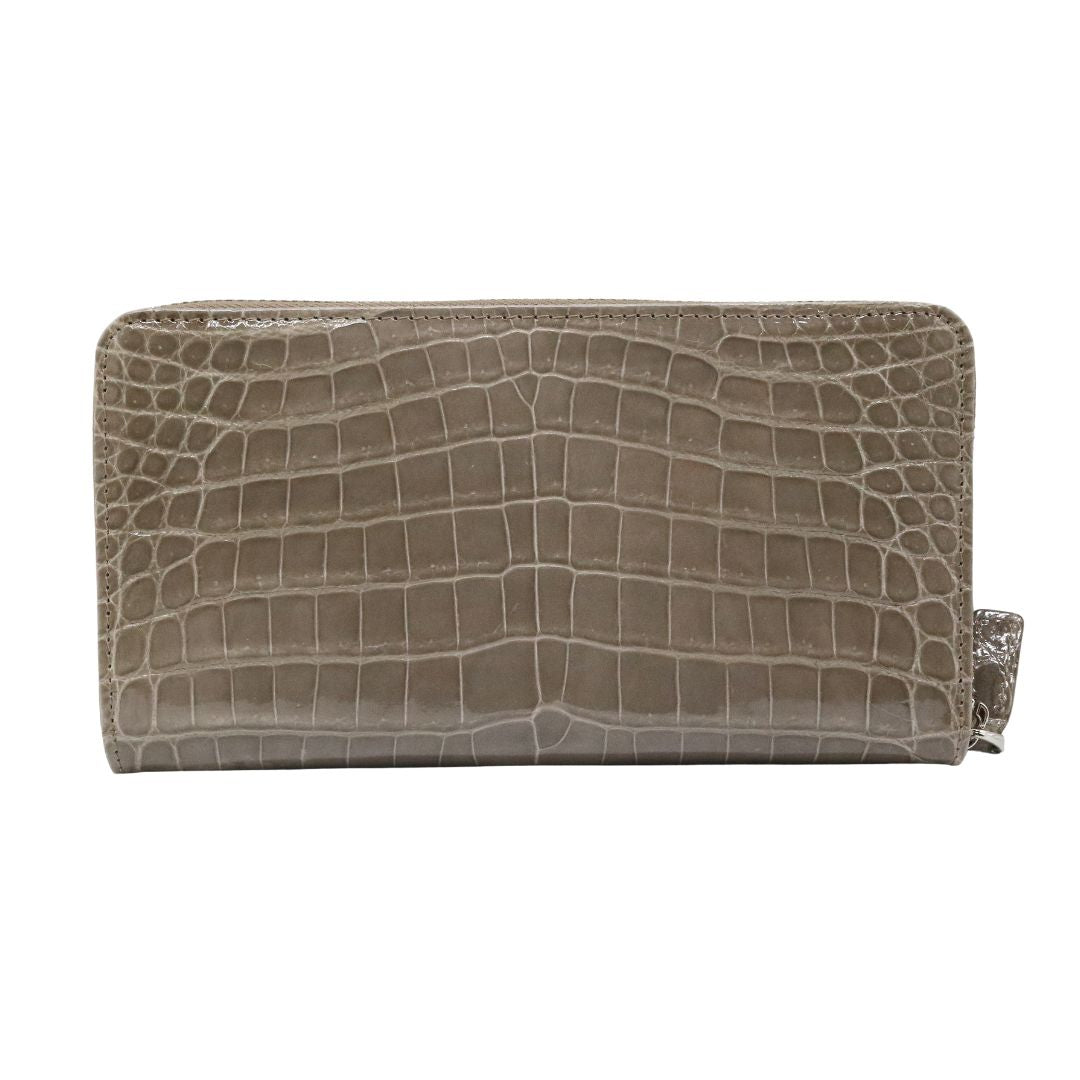 オリジナル<br>クロコダイル ロングウォレット<br>シャイングレージュ/シルバー金具<br>【NEW】